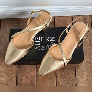 Naturalizer Metallic Gold Pointed Slingback Flats